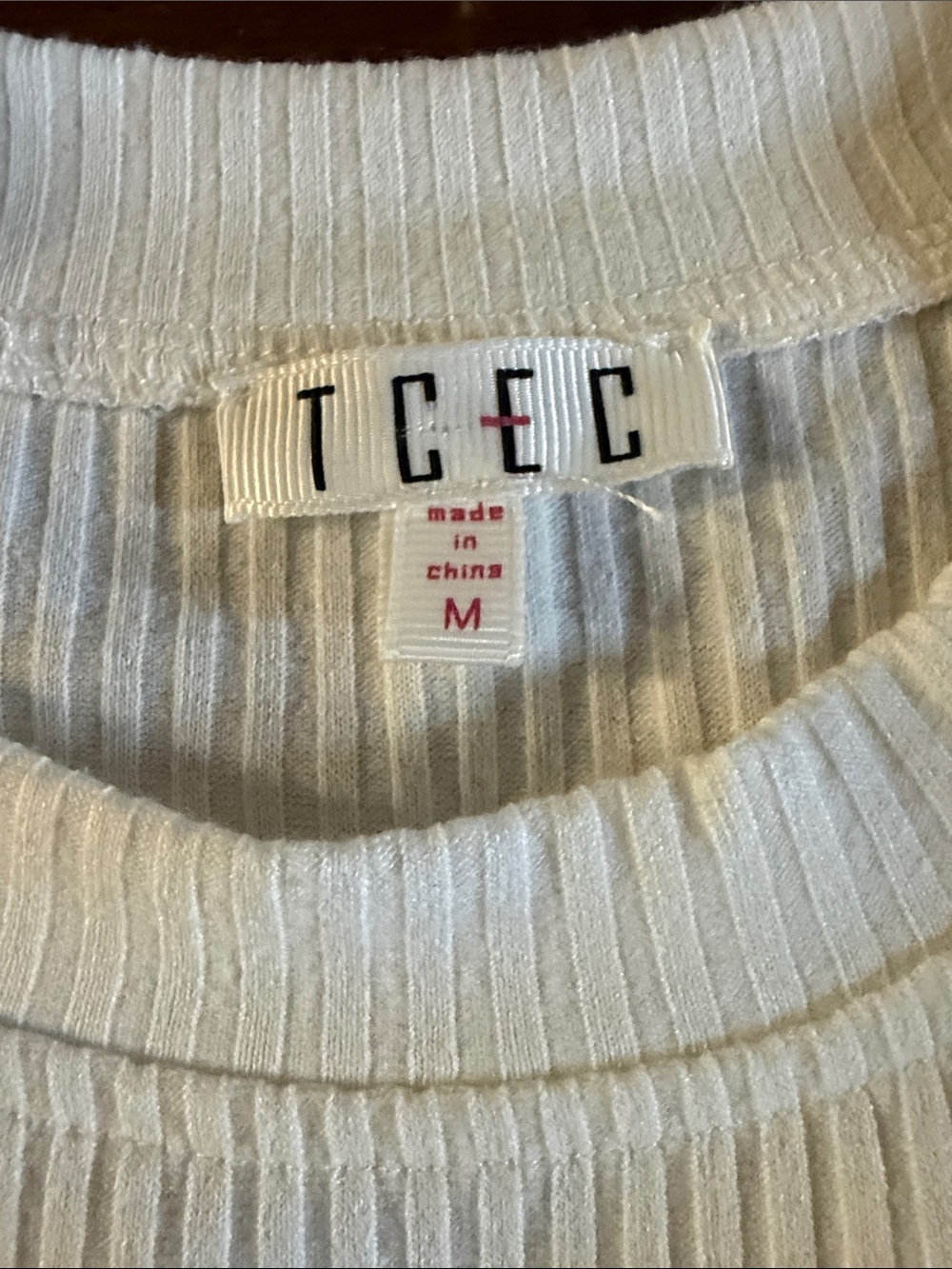 TCEC White Ribbed Puff-Sleeve Top - Picture 2 of 7